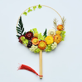 季肋jilei干花diy材料花艺亲子活动永生花手工团扇材料包夏只含花材