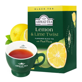 AHMAD柠檬香柠红茶20片40g独立茶包英国原装进口水果茶学生袋泡茶亚曼
