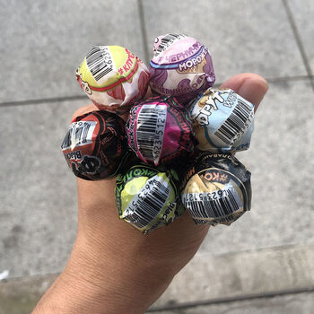 俄罗斯进口伏鲁吉牌水果可乐味棒棒糖散装糖果儿童零食喜糖10支装可乐