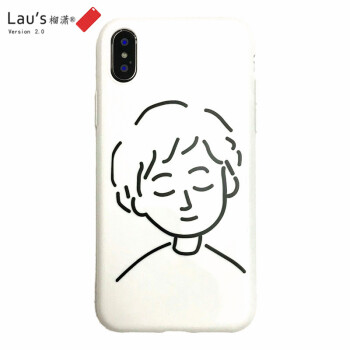 榴潇苹果xsmax手机壳iphone8plus6s素描男生女生情侣头像保护套纯白