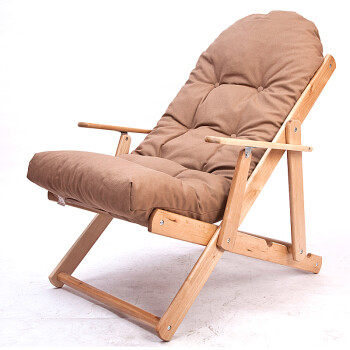实木质可折叠躺椅单人沙发懒人椅休闲椅户外便携北欧宜家时尚 百搭驼