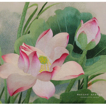 
                                        艺绫手工刺绣 一抹夏荷 现代荷花苏绣画 餐厅装饰画 过道挂画 进门玄关壁画 现代欧式工艺画                