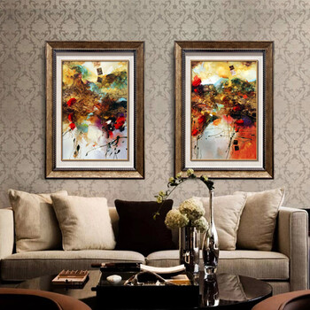 
                                        旦晨 现代抽象水彩油画装饰画 客厅个性墙画酒吧会所配画挂画A8072 外框-香槟金色 50*70cm                