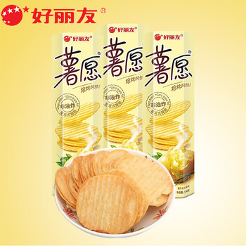 好丽友 薯愿薯片儿童休闲膨化零食品办公室小吃 香烤原味104g