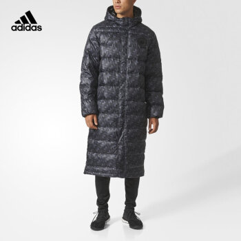 adidas阿迪达斯男装2017冬季新款运动防风连帽保暖长款羽绒服外套 yz