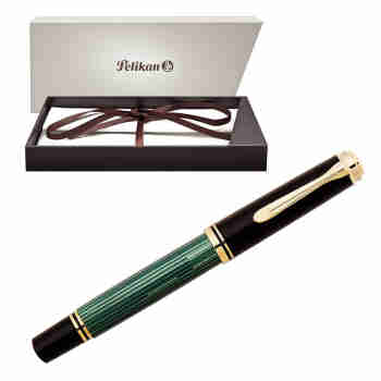 德国 百利金Pelikan M400钢笔 黑绿色 14K金笔尖 EF笔尖