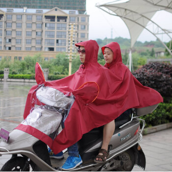
                                        芦雨 电动车雨衣 加大加厚 大帽檐成人 时尚牛津布 双人电瓶车摩托车 雨衣雨披 LY118 枣红色 XXXL(3XL双人)                