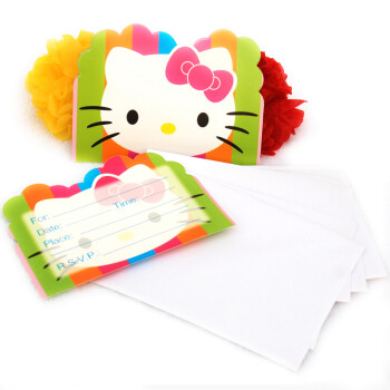 孩派HighParty/派对用品/生日聚会/Hello Kitty邀请卡/6个