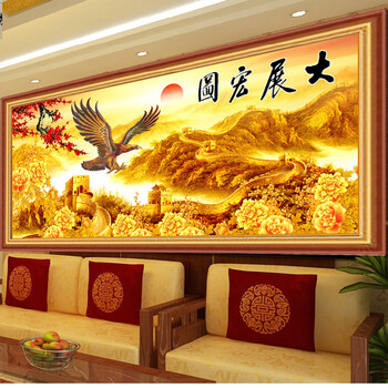 满贴方钻石绣5d钻石画大展宏图满钻方钻雄鹰新款客厅贴钻画十字绣 (180*80cm)方钻满贴钻