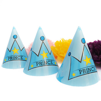 孩派HighParty生日派对用品/生日派对帽子/生日帽/王子蓝皇冠主题圆锥帽/1个