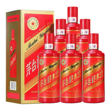 贵州茅台 茅台酒酱香型白酒 茅台53度茅台迎宾酒(中国红)500ml*6瓶_ 1