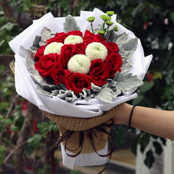 鲜花速递 鲜花 唯诚 红玫瑰混搭花束生日 c款_11朵红玫瑰花束