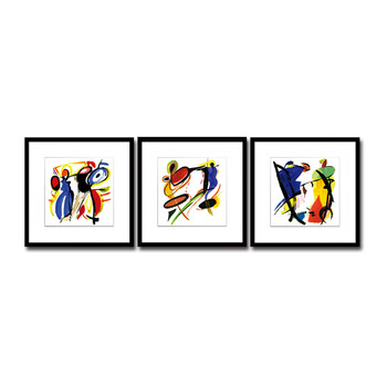 锦艺KINGART 现代简约高品质客厅装饰画书房餐厅挂画油画有框画抽象墙画S135抽象元素 一套3联价格 35*35
