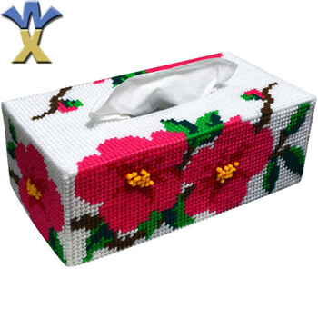 
                                        秀宛立体3D十字绣套件装新款花卉系列家居手工艺术抽纸盒纸巾盒新店促销特价包邮适合新手 娇艳红色 长款                