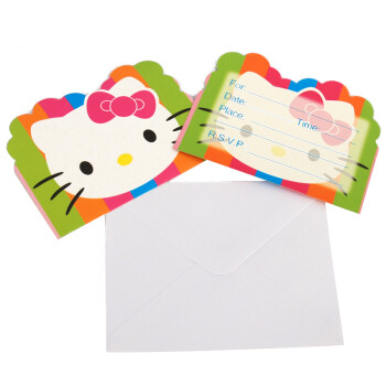 孩派HighParty/派对用品/生日聚会/Hello Kitty邀请卡/6个