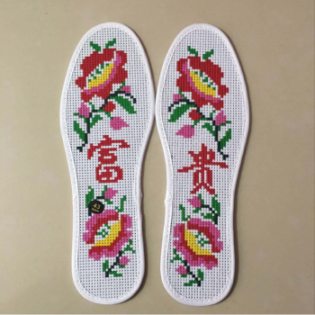 男女通用纯棉纯手工刺绣鞋垫十字绣新款针孔批发手工艺术鞋垫 富贵 35