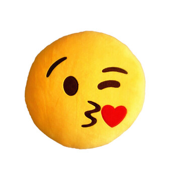 麦狄豪新款创意qq表情emoji毛绒玩具抱枕手捂抱枕腰靠手暖飞吻手捂32*