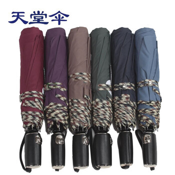 天堂伞正品超大双人全自动自开收雨伞强力拒水一甩干33068E碰情侣伞加大加固 藏青色