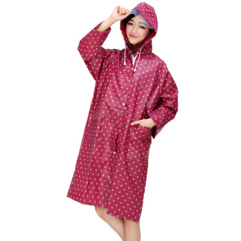
                                        强迪升级拉链加厚EVA韩版时尚可爱女生个性大人成人风衣雨衣雨披 SD-335红色                