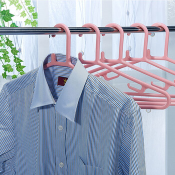
                                                                                茶花衣架塑料衣挂衣服架干湿衣架子晾晒大衣架多功能凉衣架（颜色随机） 【 5只】吉祥衣架50cm                
