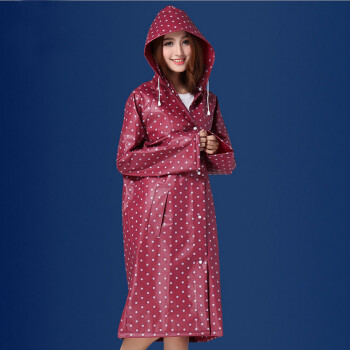 
                                                            时尚EVA雨衣 女 磨砂摩托车雨衣 成人长款带帽雨披 电动车雨衣 红色加厚款                