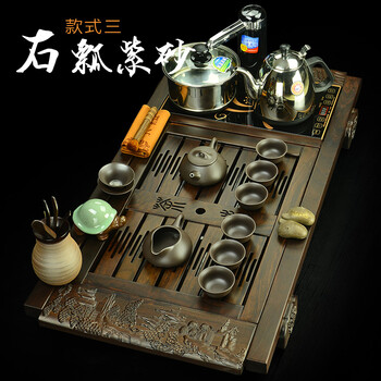 
                                        太初天诺 整套功夫茶道茶具套装 黑檀实木茶盘紫砂 茶味 套装三 紫砂石瓢                