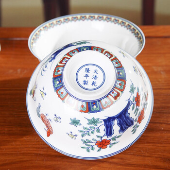 
                                                                                瓷物语仿古瓷碗陶瓷米饭碗高脚餐具碗中瓷碗 仿明鸡公碗单个 4.5英寸                