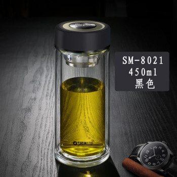 上海清水玻璃杯双层直身杯(带茶格)透明玻璃水杯子 泡