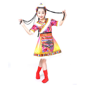 户外 蒙古舞蹈服 儿童少数民族蒙古族藏族舞蹈服女童水袖演出服蒙古