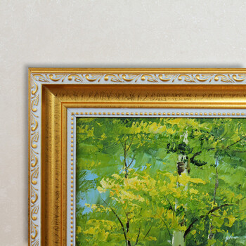 
                                        格丽手绘油画 现代欧式有框画 风景花卉抽象油画 家居客厅墙画餐厅壁画卧室装饰画玄关挂画 白桦林之春 带框58*68cm                