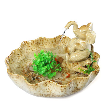 
                                        聚宝盆 小象流水摆件 陶瓷室内流水加湿器装饰品/吉象如意 吉象如意                