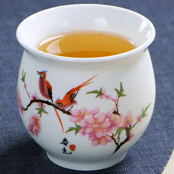 闽毓 茶具套装特价促销 双层陶瓷功夫茶具套装促销带茶盘隔热 水点桃花