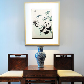 丹青在线 实木有框装饰画 国画 现代客厅办公室书房挂画 花鸟画 花鸟一50cmx50cm