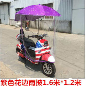 
                                        电动车遮阳伞遮雨披遮雨罩电动车遮阳雨棚透明雨披电动车伞挡风板 1.6米花边紫色雨披+卡子                