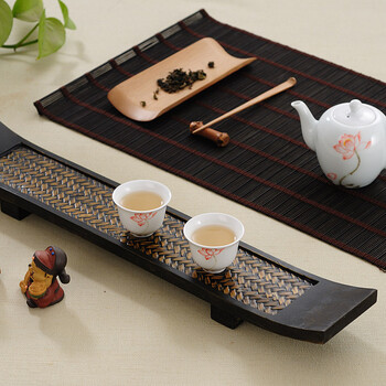 
                                                            壹品缘 纯手工竹编茶盘 茶托 杯托 干泡盘竹木茶盘 茶具 茶道配件 有边                
