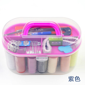 
                                        迈利达 透明收纳针线盒套装 家用缝纫修补DIY缝纫线工具 缝纫线便携式迷你针线包 红色                