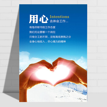 标语企业文化墙挂画会议室海报无框壁画定制sn9138 用心 60*80cm热销