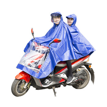 
                                        雨翔头盔式摩托车电动车自行车雨衣 单人时尚韩国透明大帽檐雨衣雨披 加大加厚双人雨衣雨披 双人电动车宝蓝 XXXL                