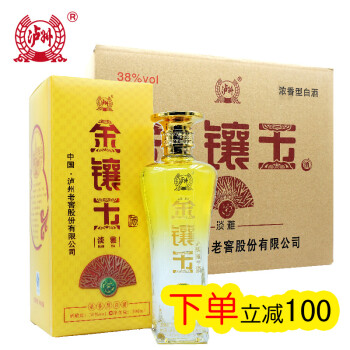 【默认京东快递】泸州老窖股份出品 浓香型 38度 金镶玉淡雅 500ml*6