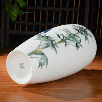 醴陵釉下彩花瓶清风白月聊婆娑《竹报平安》收藏送礼家居装饰工艺品瓷器摆件