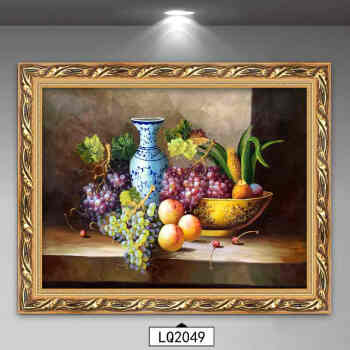 欧式餐厅装饰画水果单幅现代简约饭厅挂画墙面画厨房壁画酒杯油画 lq