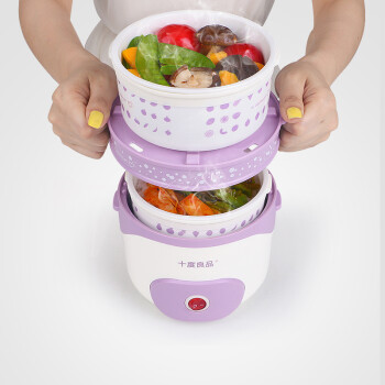 十度良品SD-983电热饭盒插电加热饭盒蒸煮热饭器 双层陶瓷内胆真空保鲜