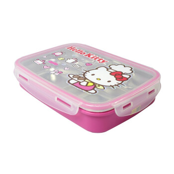 乐扣乐扣hello kitty不锈钢儿童学生餐盒分隔便当饭盒LKT472 LKT472带底座-送包