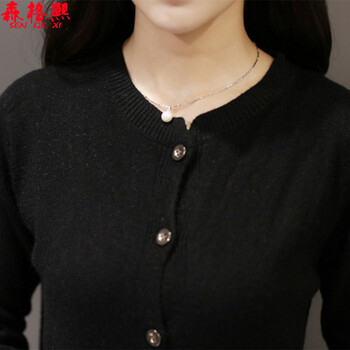 森格熙 毛衣女冬韩版套头针织衫女士秋冬季新款打底衫 黑色 均码