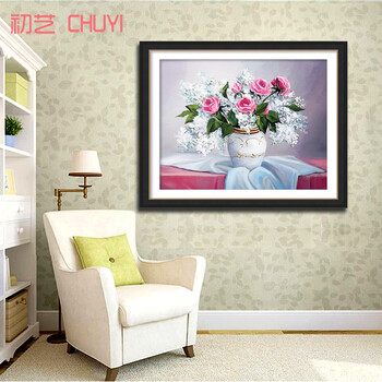 
                                        初艺 满钻新款5D魔方钻石画客厅花卉花草迷恋三联插花花瓶砖石秀餐厅水钻圆钻粘贴钻十字绣 5D 迷恋2尺寸55X48cm                