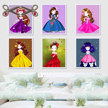 女孩卧室水晶钻点钻十字绣小卡通动漫公主花花姑娘钻石画可爱儿童
