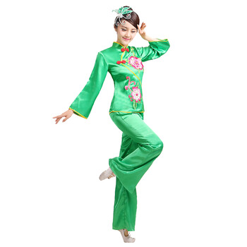 秧歌服装 中老年长袖东北扭秧歌衣服女新款双花舞蹈演出服腰鼓扇子舞