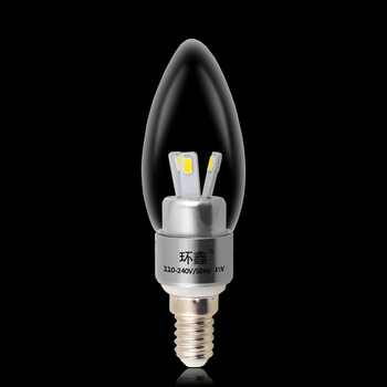 环鑫 E14灯泡LED蜡烛灯节能灯螺口尖泡 3W 银色尖泡-白光-S5730