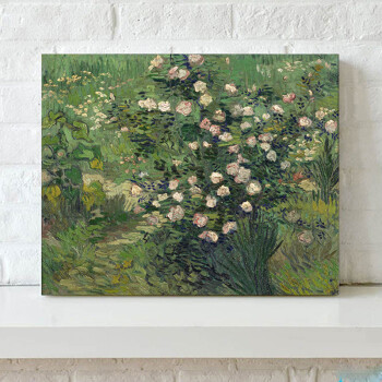 卧室餐厅无框画挂画 玄关壁画 单幅遮挡电箱冰晶画梵高名画 玫瑰花丛