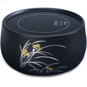 祥茹茗品兰花台湾莺歌烧远红外线无辐射无声静音日本老铁壶银壶铜陶壶专用烧水泡煮茶炉可调温 黑色